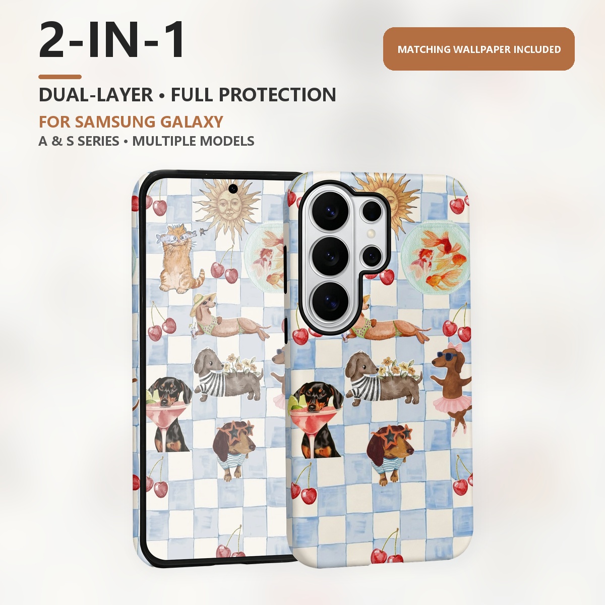 Samsung Galaxy S24 - Funny Dogs Summer 2-in-1 Dual-Layer Phone