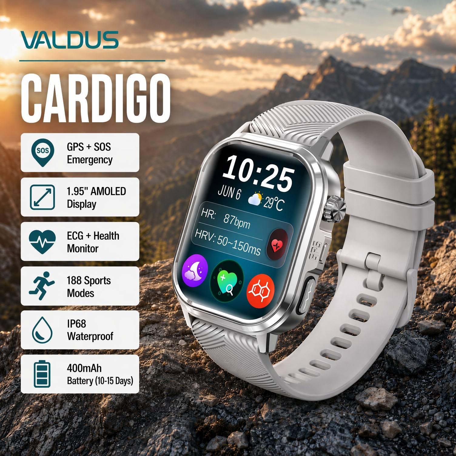 VALDUS CARDIGO Men Women ECG H - Smartwatch Custom recension och pris