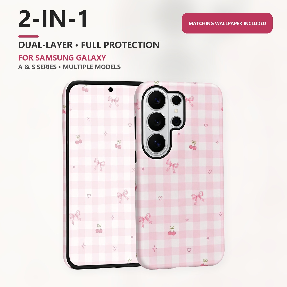 Pink Gingham Check Pattern 2-i - Samsung Galaxy S24 recension och pris