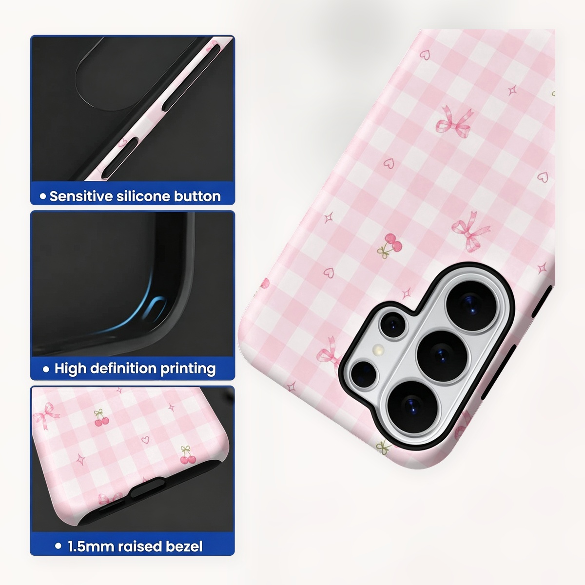 Pink Gingham Check Pattern 2-i - Samsung Galaxy S24 recension och pris