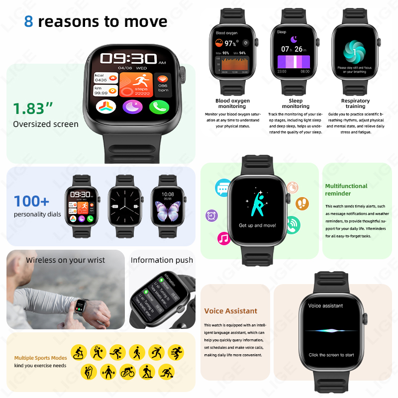 LIGE Smart Watch Man 1.83” HD  - Smartwatch Custom recension och pris